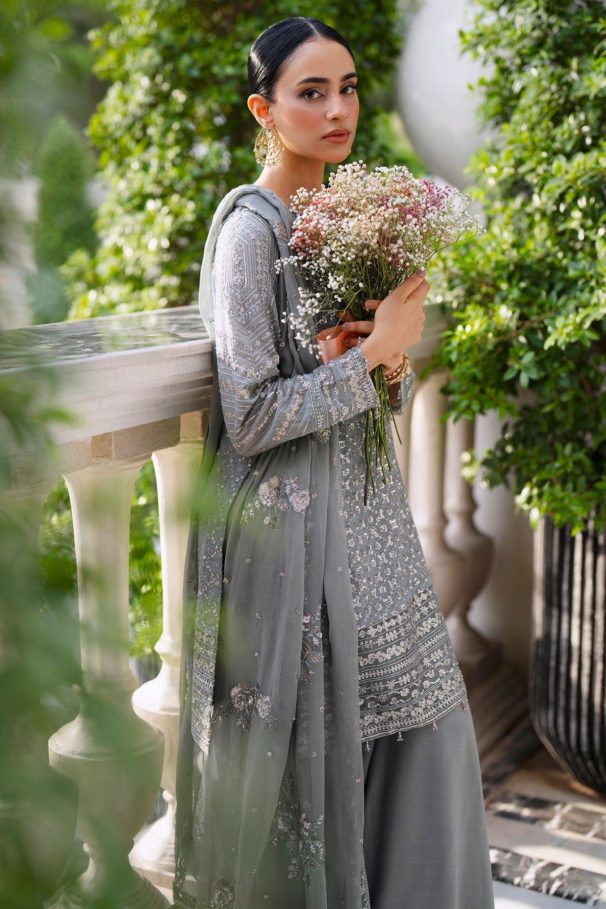 GLIMMERING GRANITE-3PC CHIFFON EMBROIDERED PRET