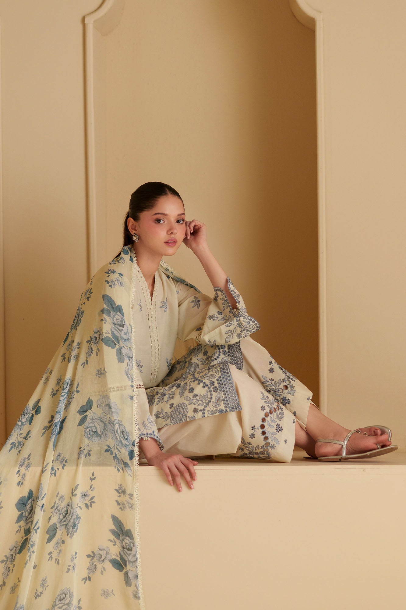 WHIMSICAL CHARM-3PC CHIKANKARI SUIT