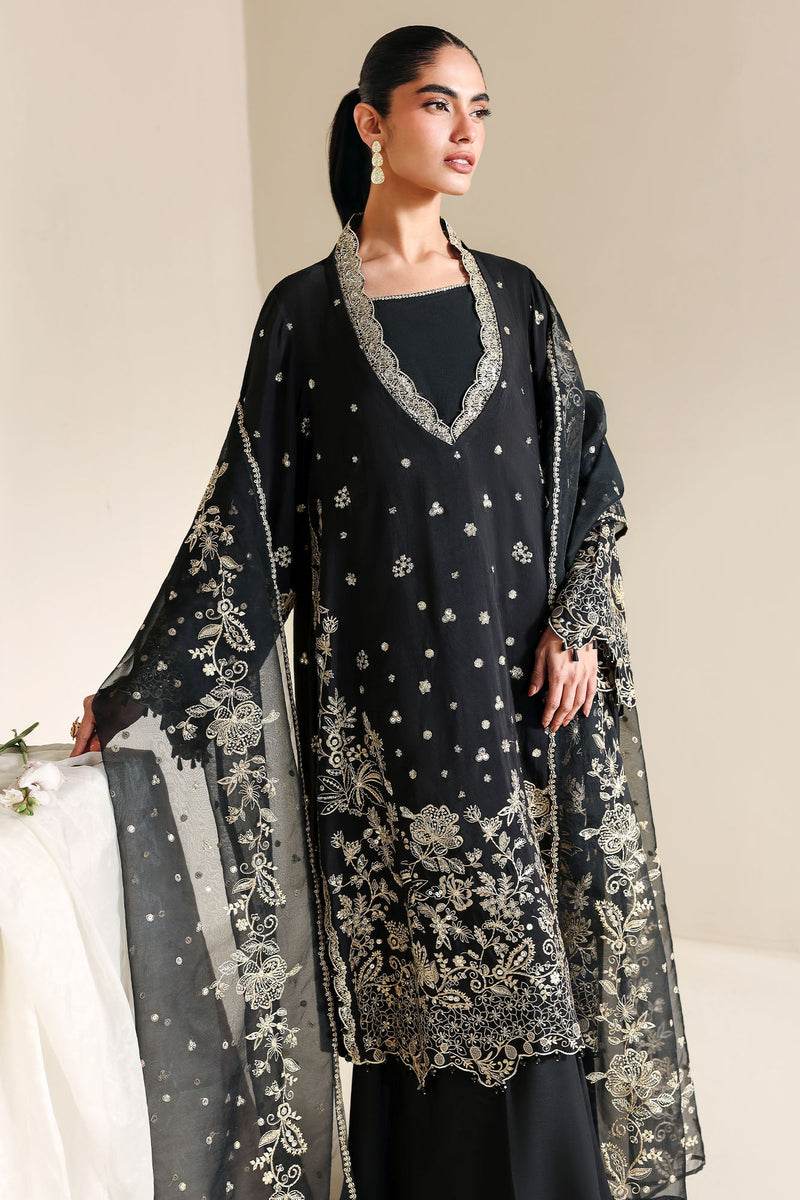 Raven Glam-3Pc Silk Embroidered Suit