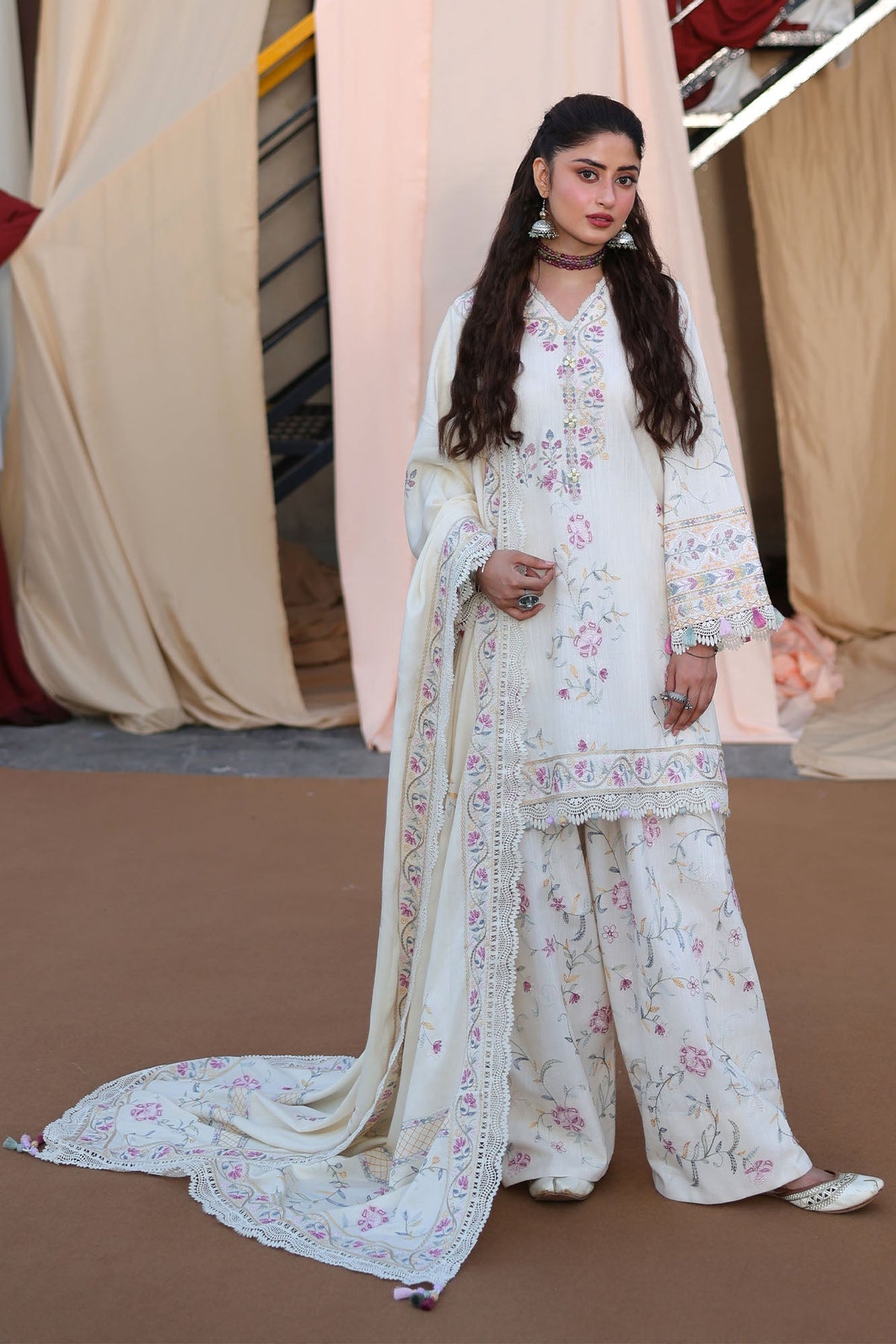 ALABASTER BLOOM-3PC KHADDAR EMBROIDERED SUIT