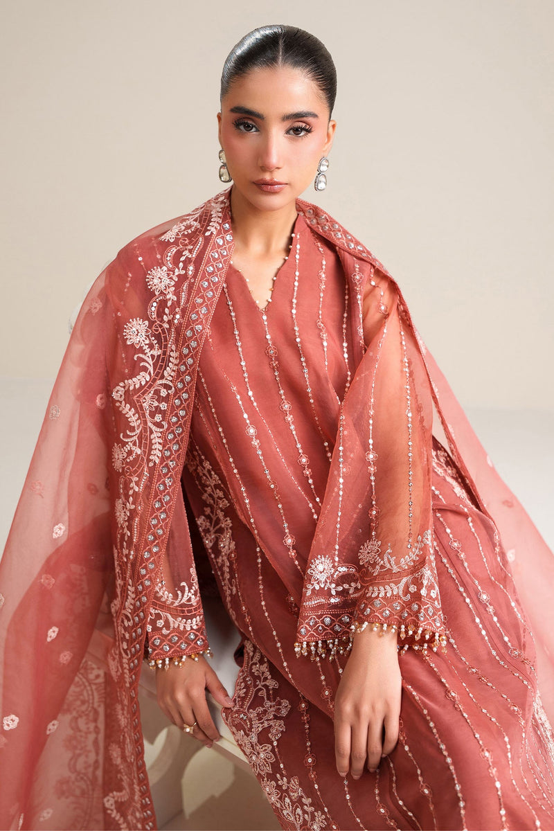 Autumn Bloom-4Pc Organza Embroidered Suit