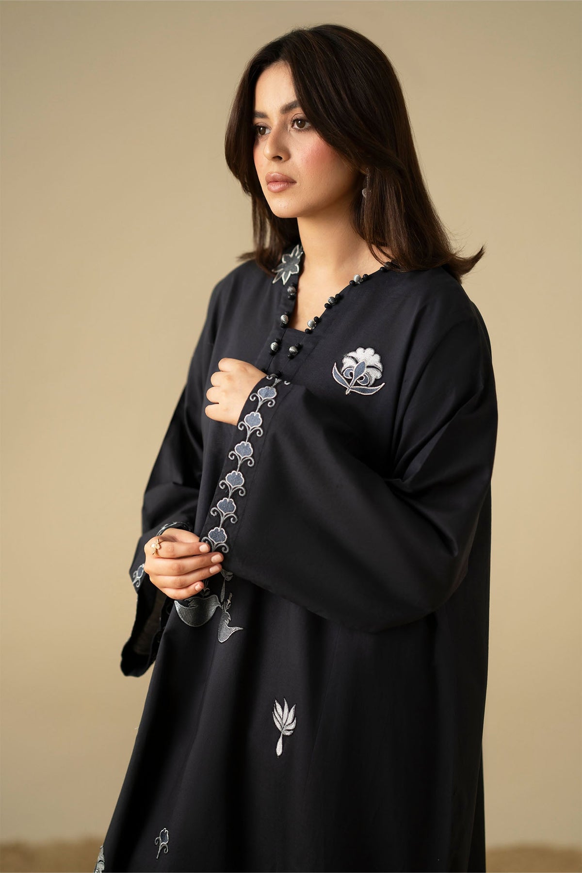 NOIR SHADOW EMBROIDERED CAMBRIC SHIRT