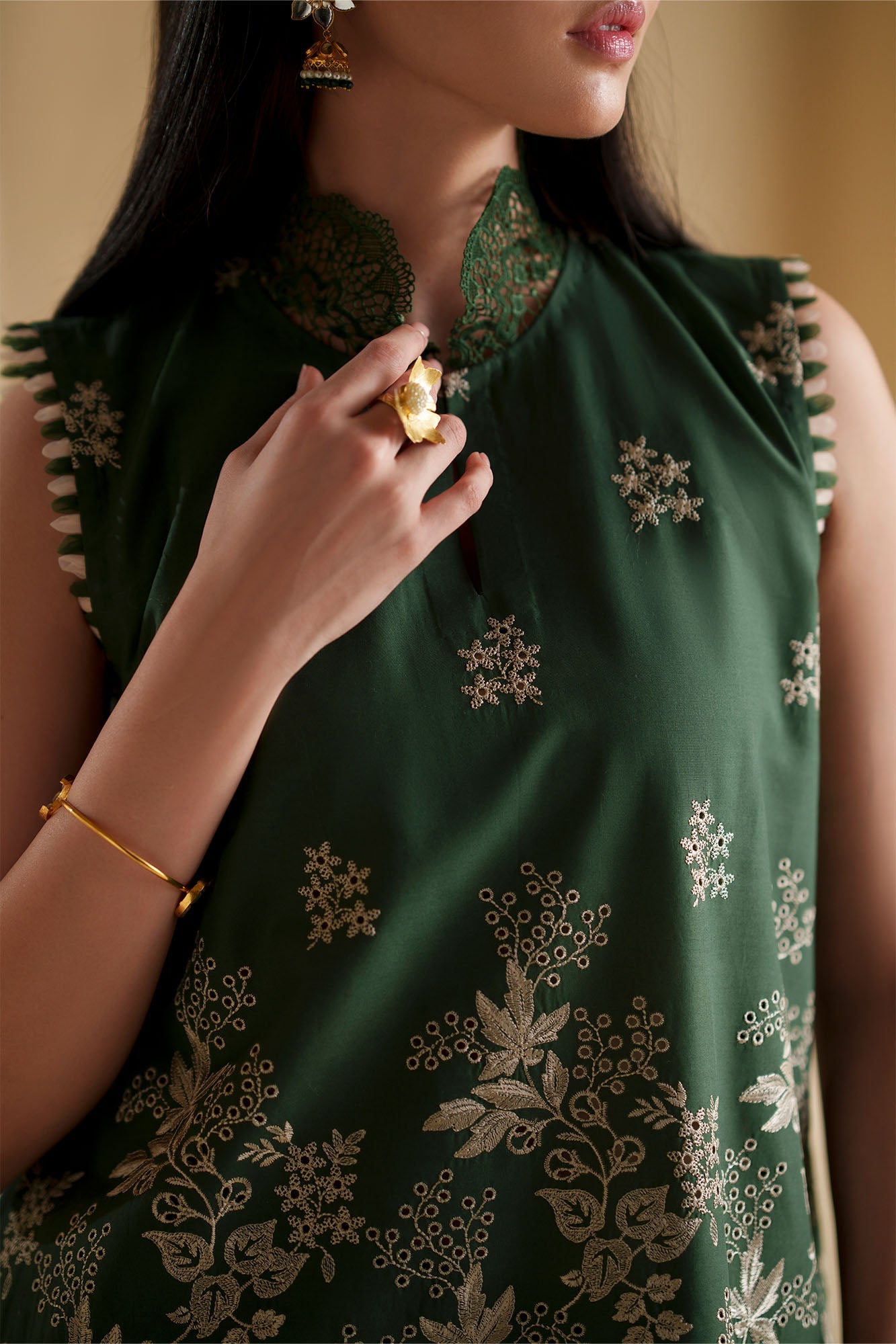 Forest Green-3Pc Chikankari Suit