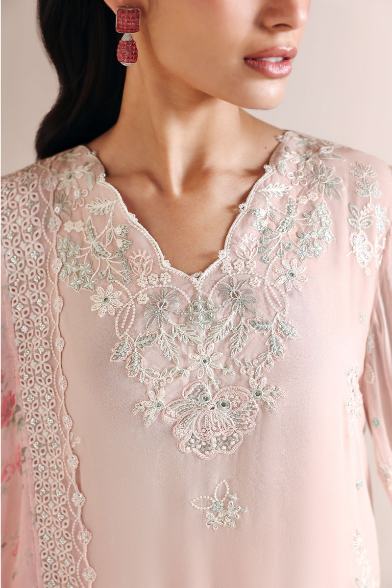 Pink Blossom-4Pc Chiffon Embroidered Suit