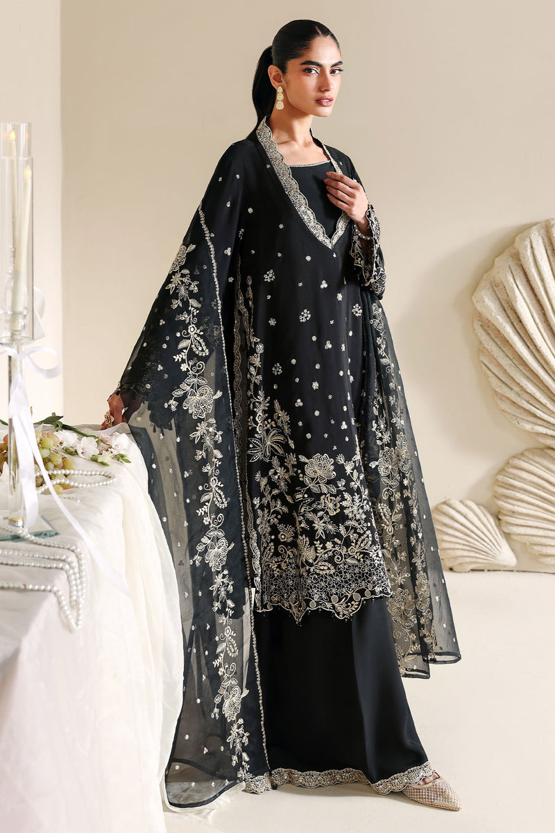 Raven Glam-3Pc Silk Embroidered Suit