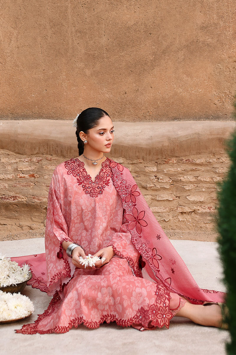 PEACH ATELIER-3PC PRINTED & EMBROIDERED LAWN SUIT