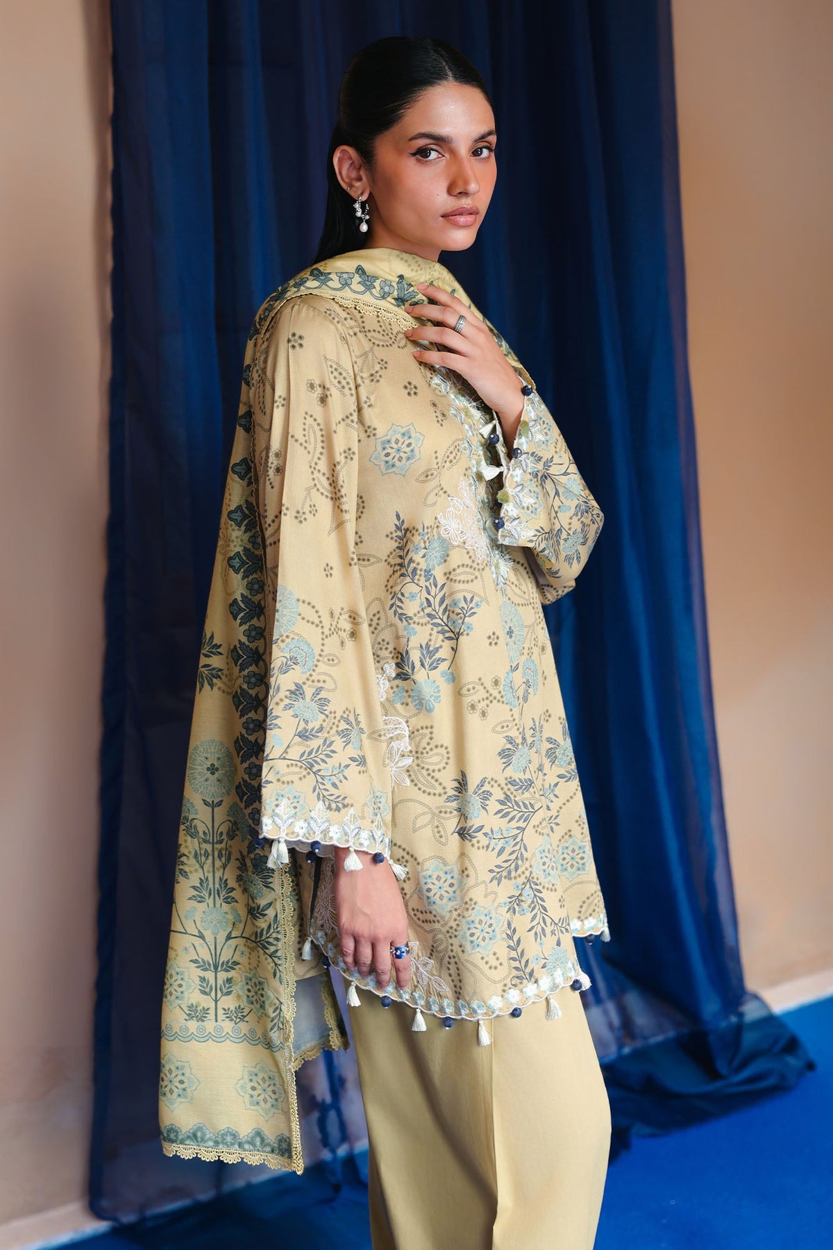 BLOOMING BLISS-3PC SATIN PRINTED SUIT