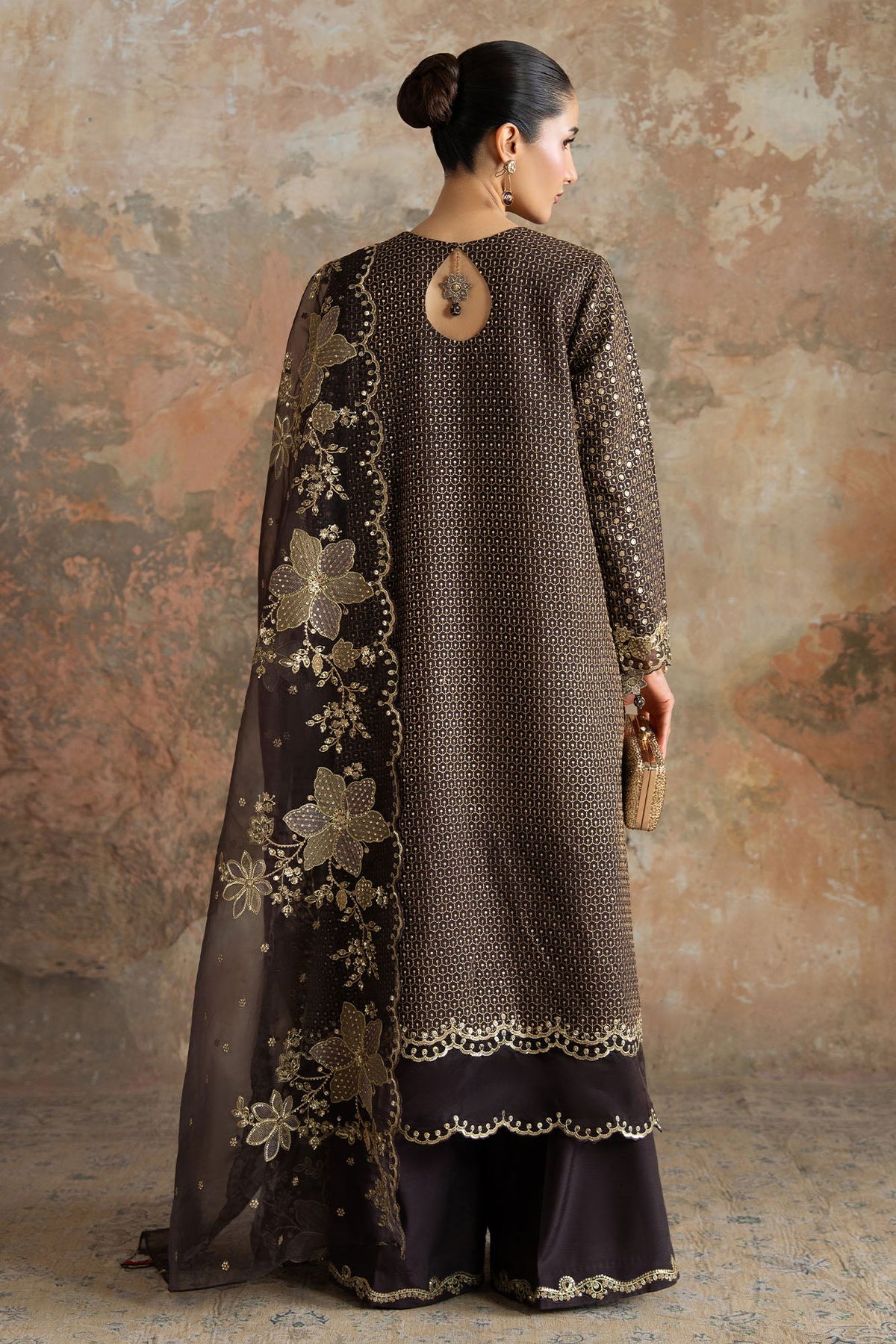 RUSTIC GARLAND-3PC SILK EMBROIDERED SUIT