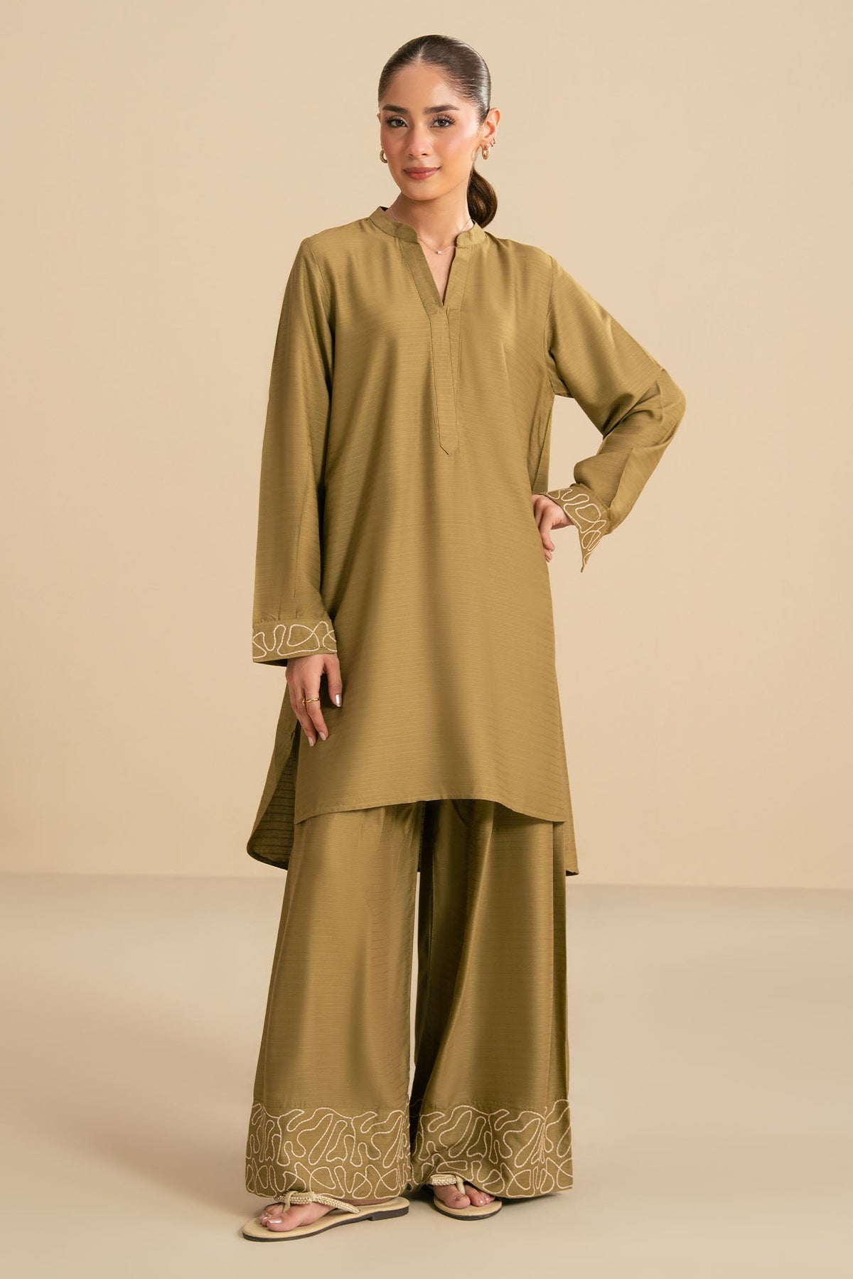 DUSKY OLIVE-2PC (SHIRT & TROUSER)