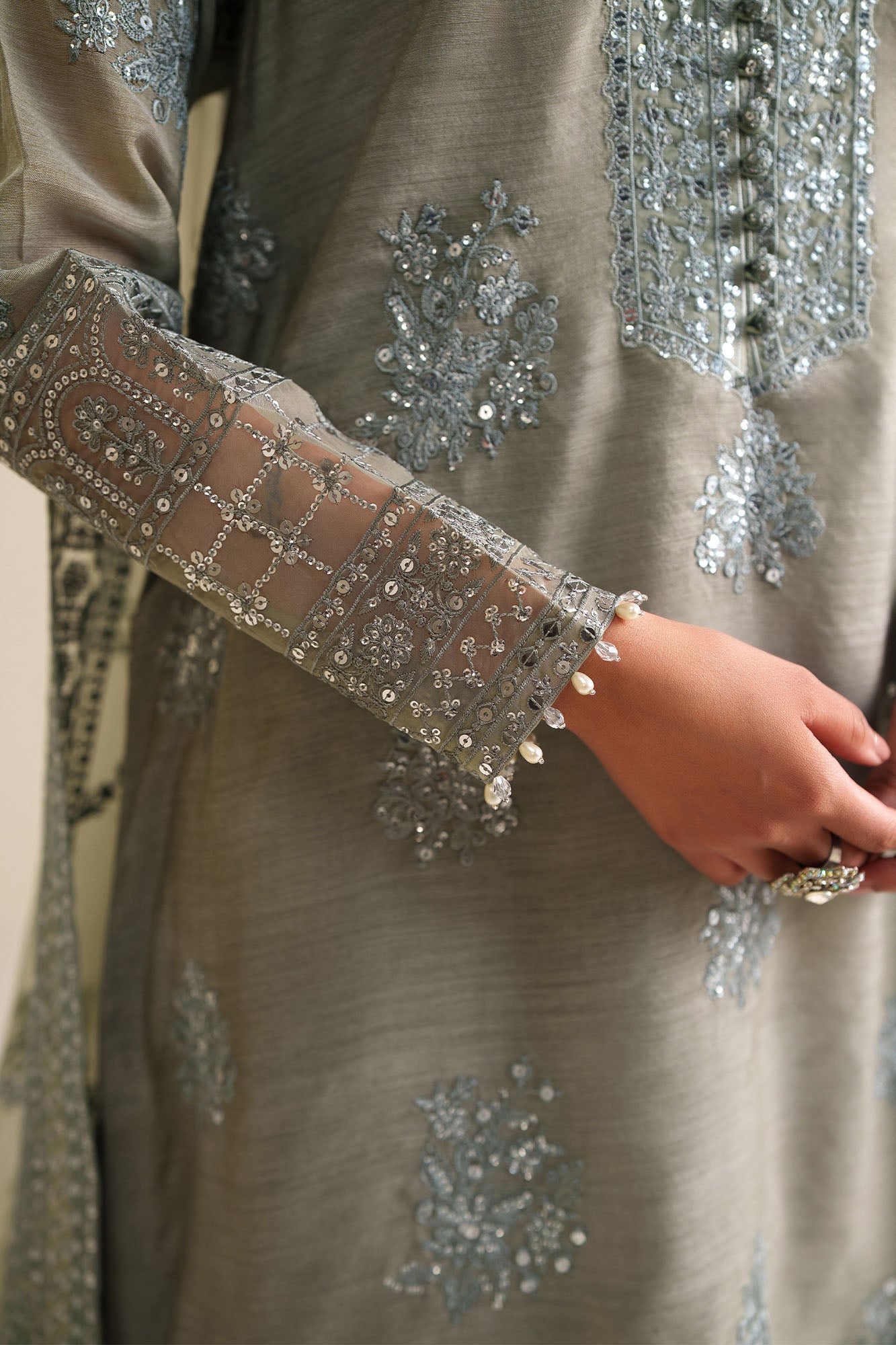 FOREST MIST-3PC SILK EMBROIDERED SUIT