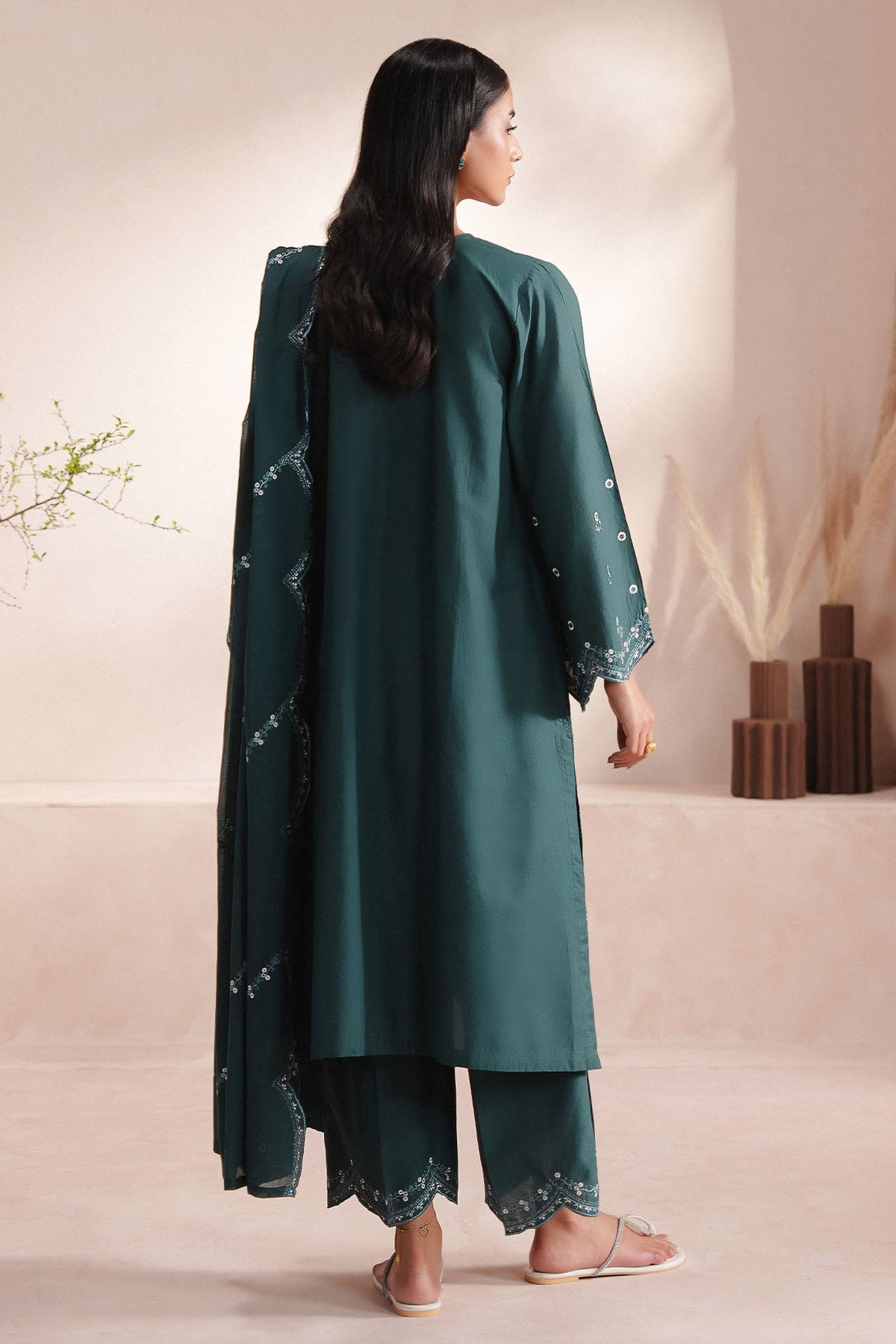 GREEN GLAM-3PC (SHIRT, TROUSER & DUPATTA)