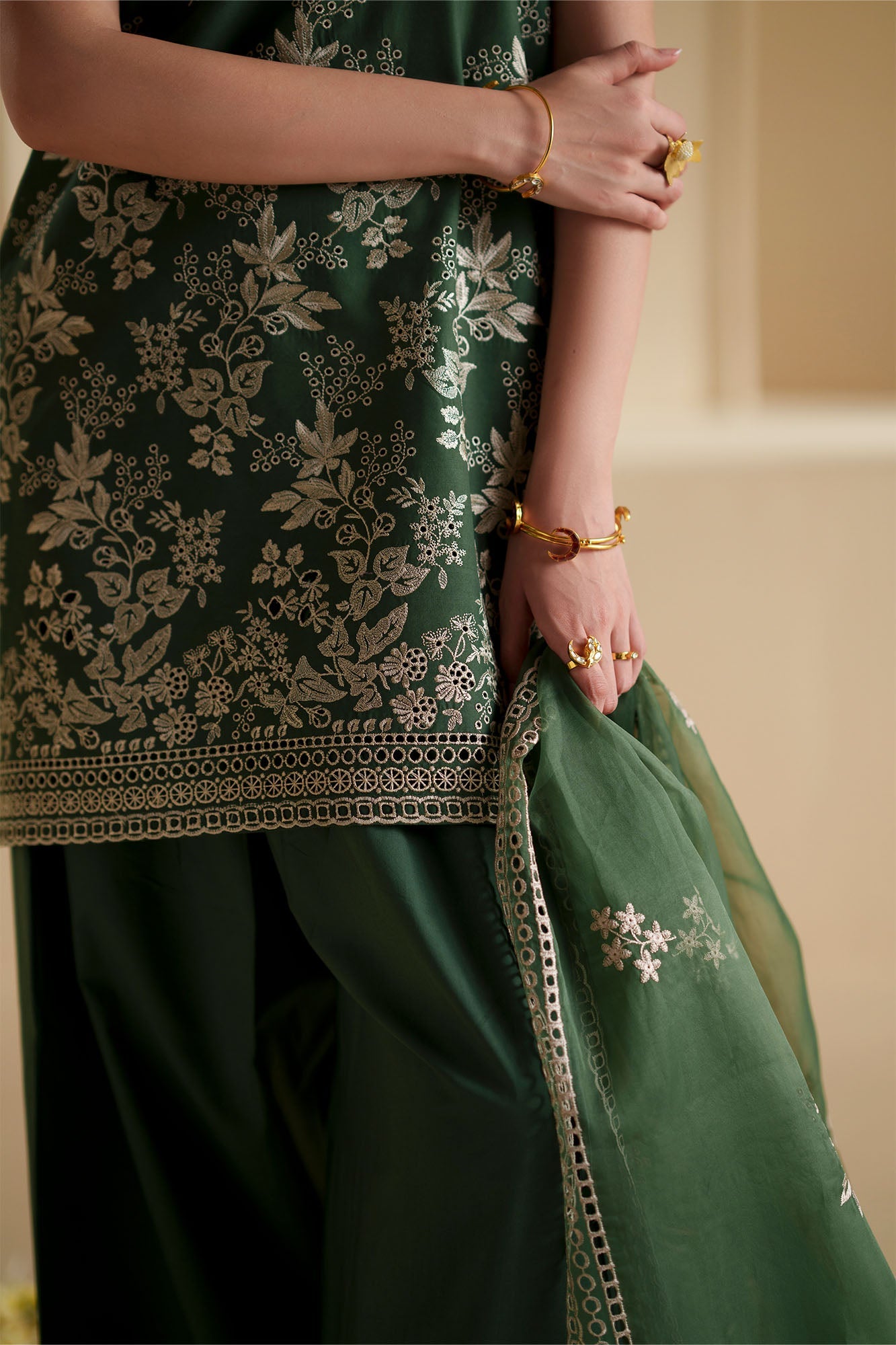 Forest Green-3Pc Chikankari Suit