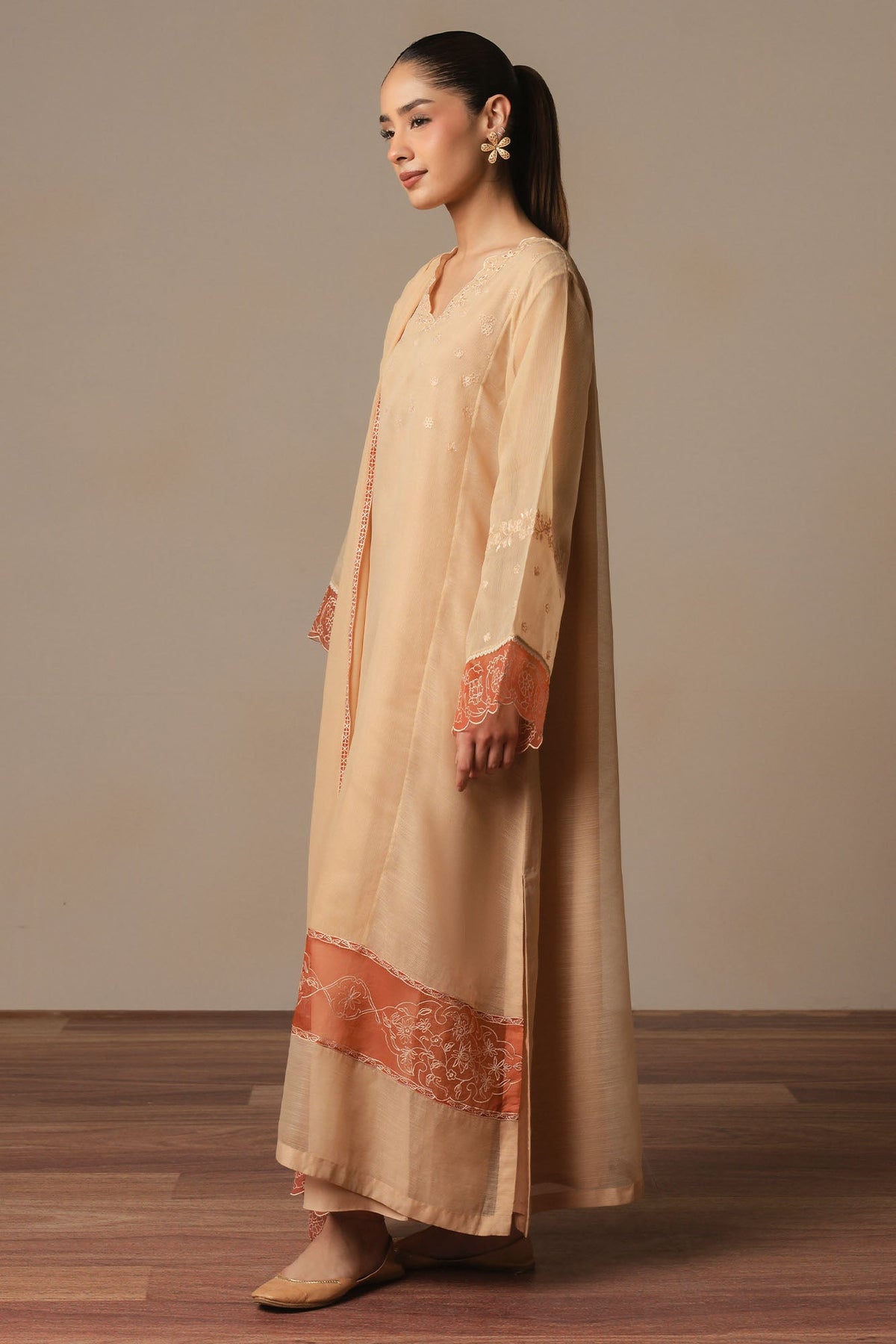 LIGHT TAUPE-3PC (SHIRT, TROUSER & DUPATTA)