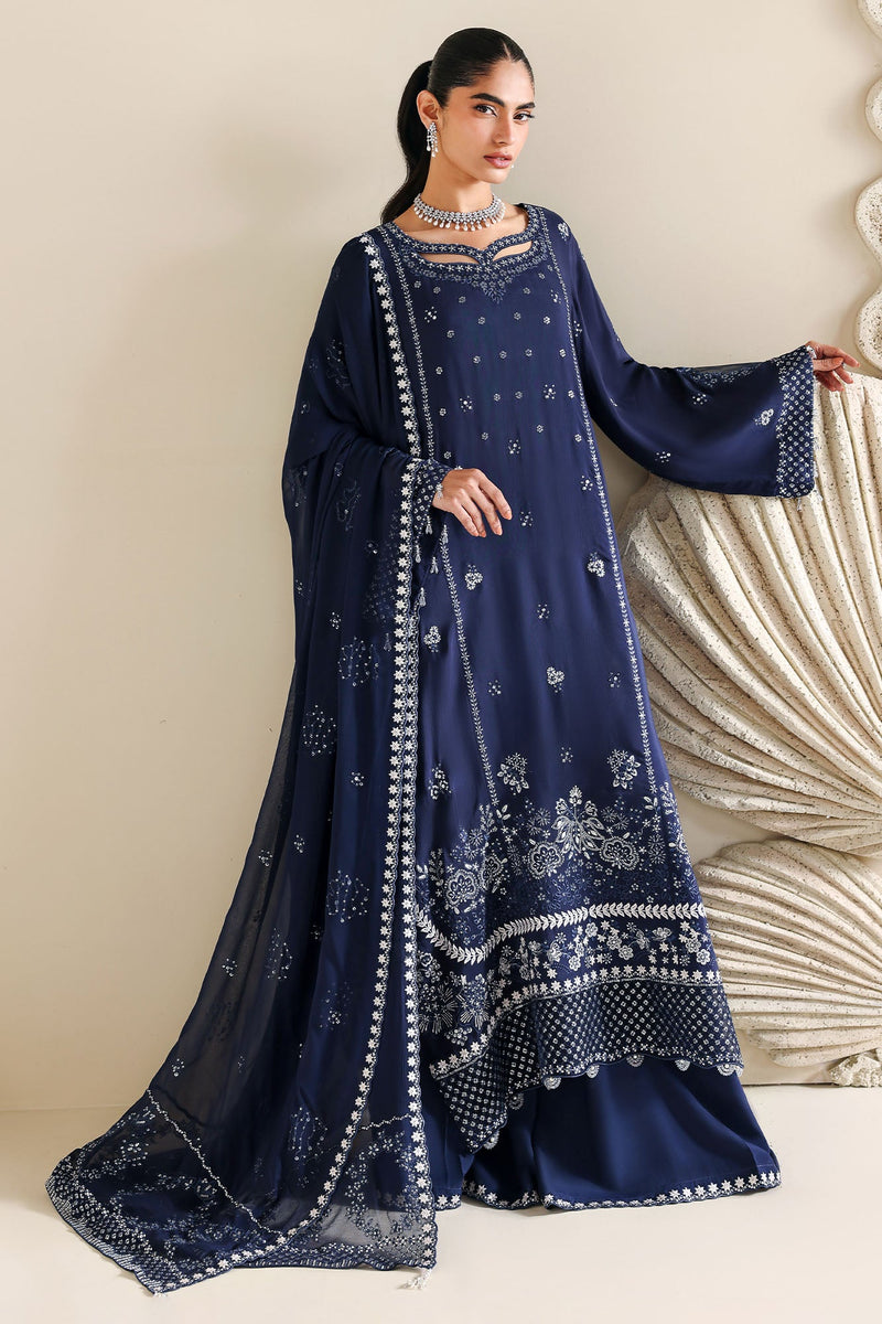 Indigo Muse-3Pc Silk Embroidered Suit