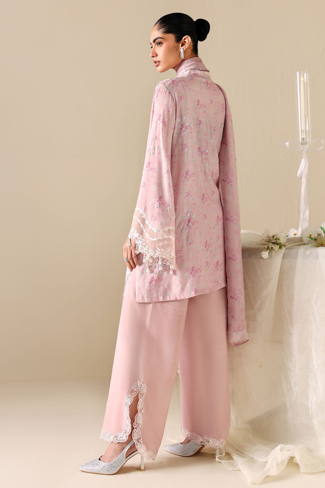 ROSE QUARTZ-3PC SILK EMBROIDERED SUIT
