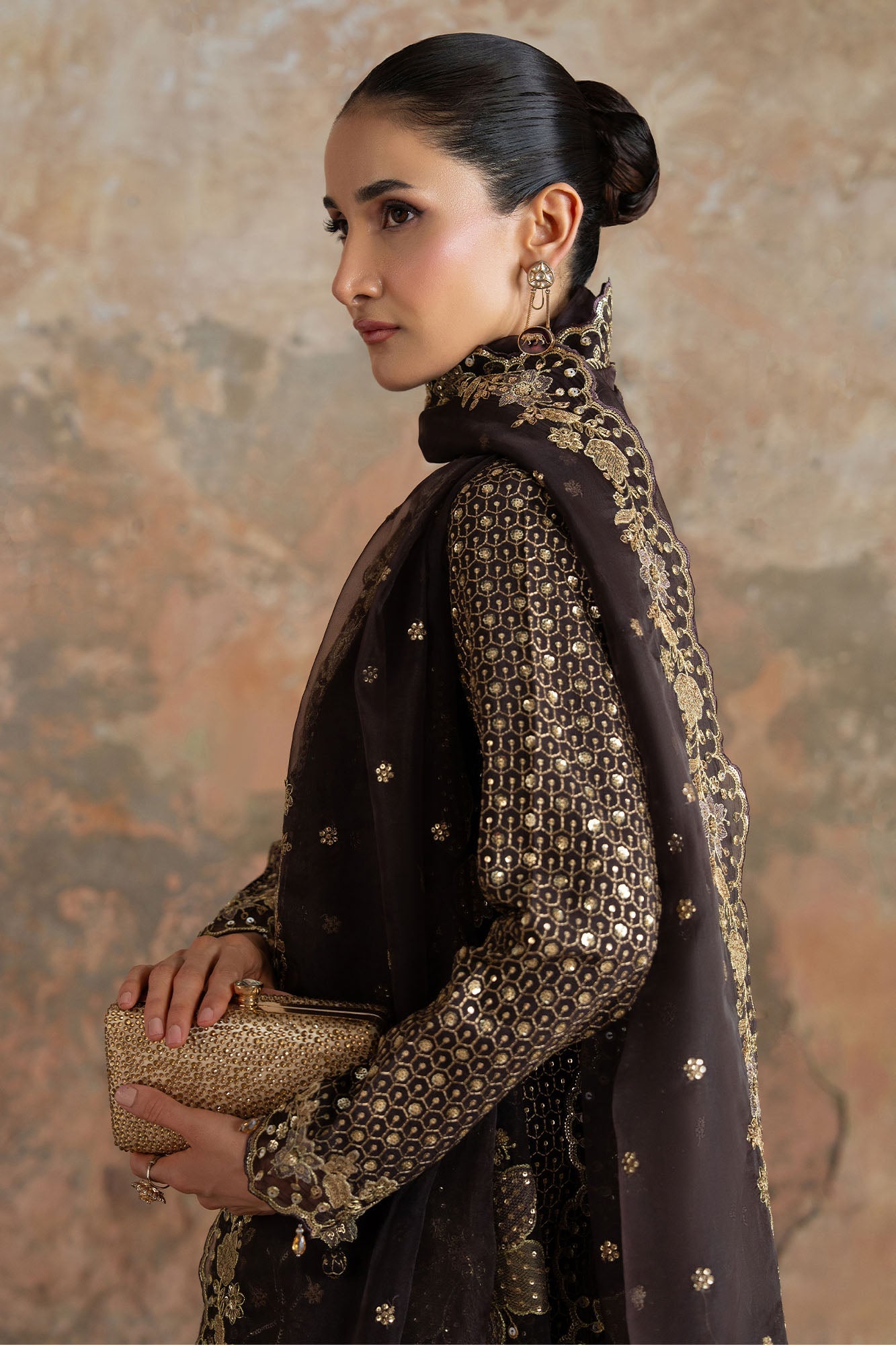 RUSTIC GARLAND-3PC SILK EMBROIDERED SUIT
