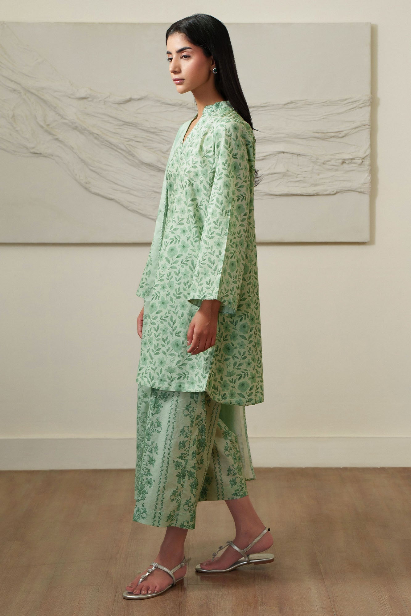 MINT BLOOM-3 PIECE PRINTED LAWN SUIT