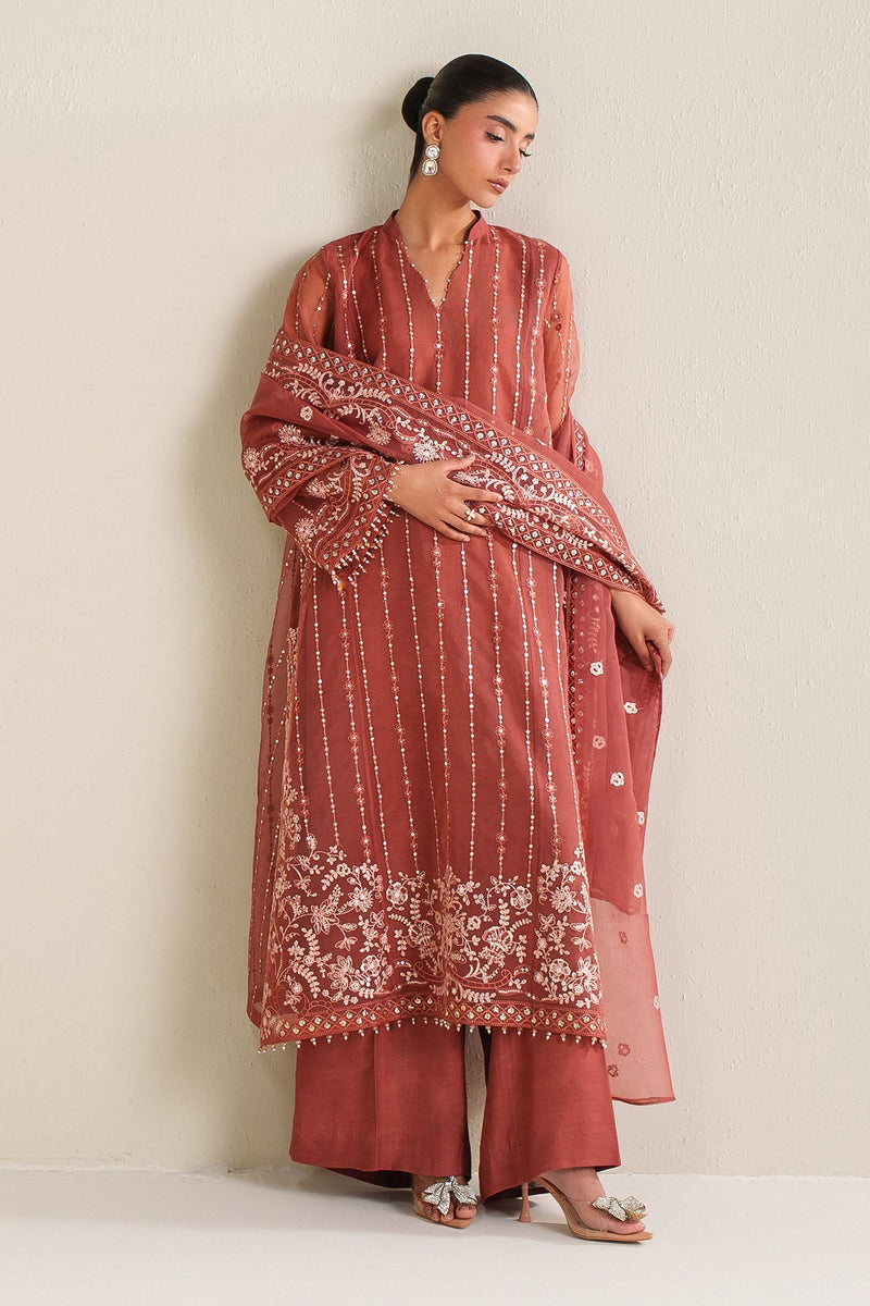 Autumn Bloom-4Pc Organza Embroidered Suit