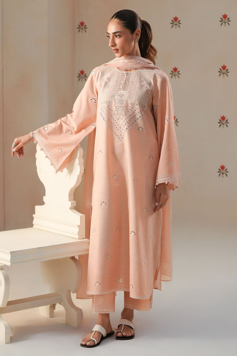 Petal Peach-4Pc Chikankari Suit