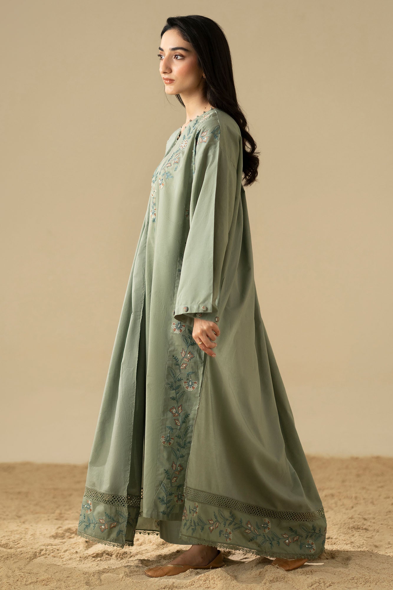 OLIVE DUSK-3PC (SHIRT, TROUSER & DUPATTA)
