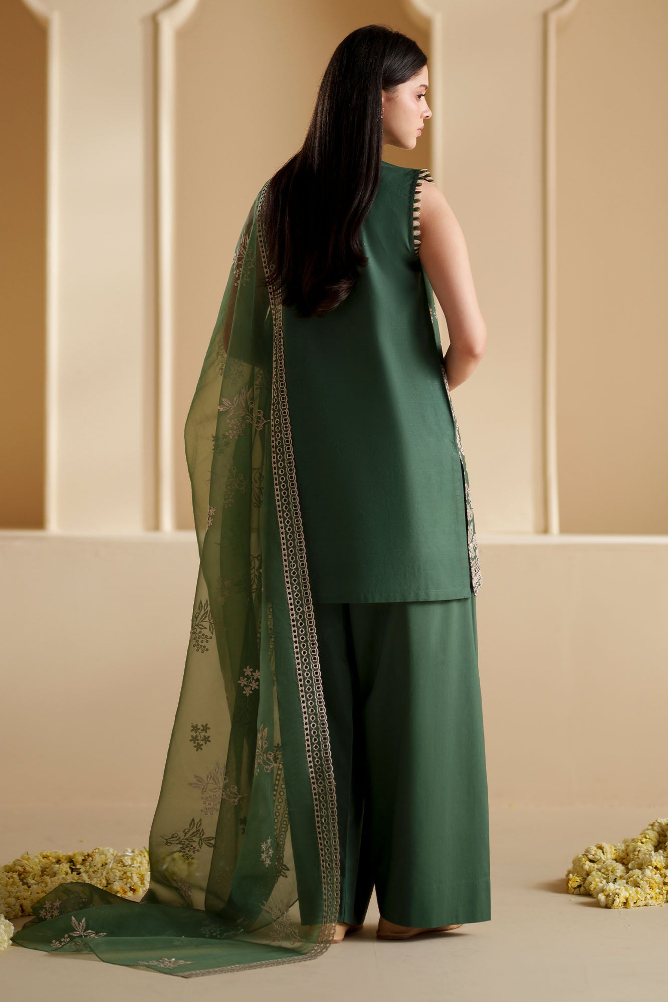 Forest Green-3Pc Chikankari Suit