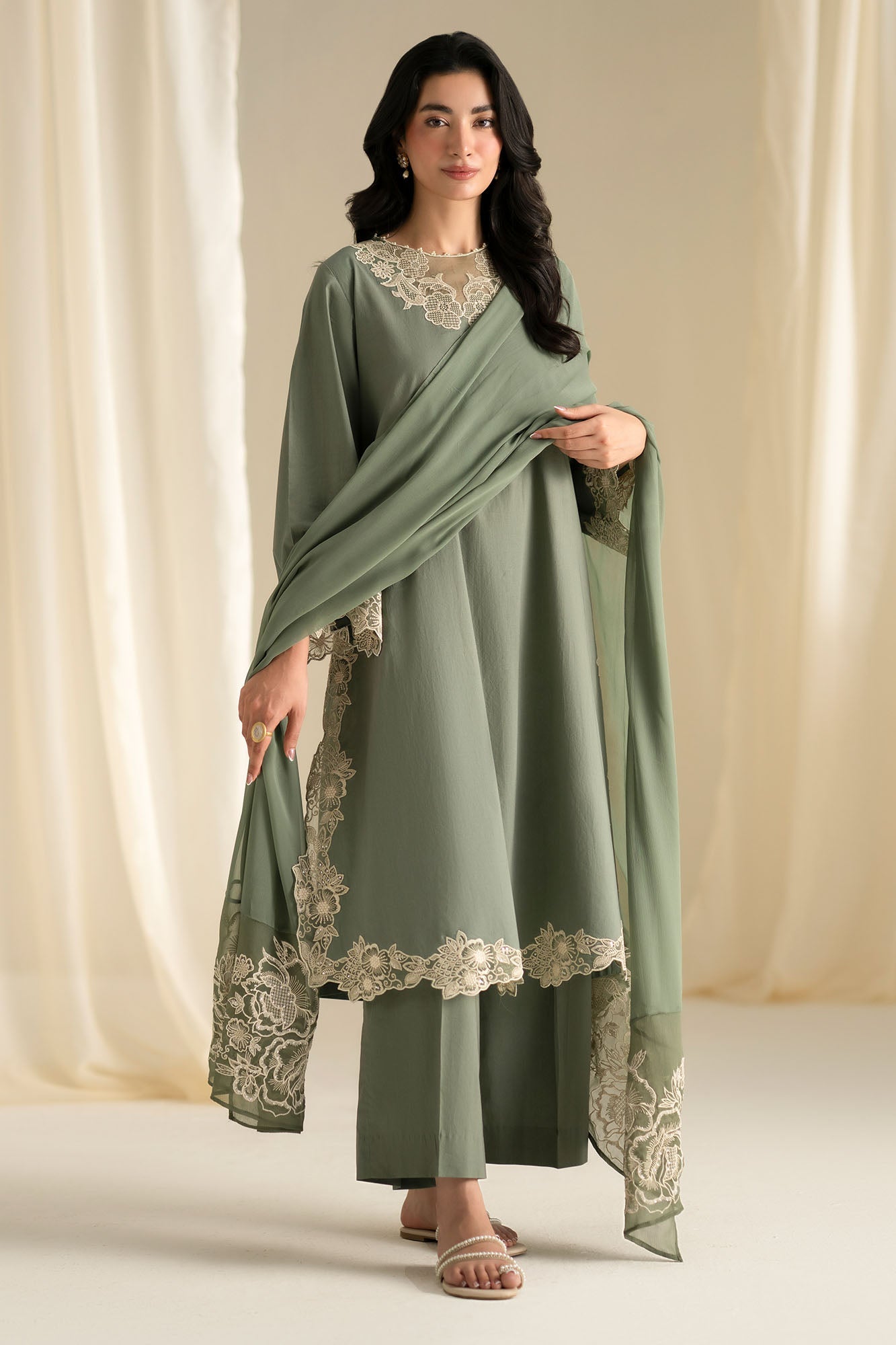DESERT SAGE-3PC (SHIRT, TROUSER & DUPATTA)