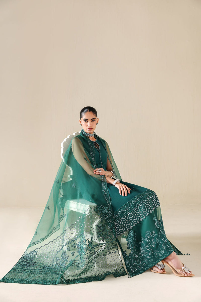 Emerald Moss-3Pc Silk Embroidered Suit