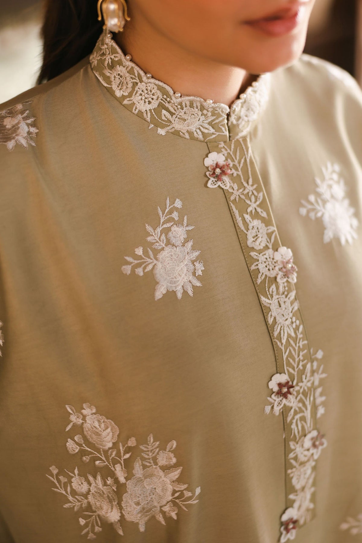 MUTED SAGE-3PC SATIN EMBROIDERED SUIT
