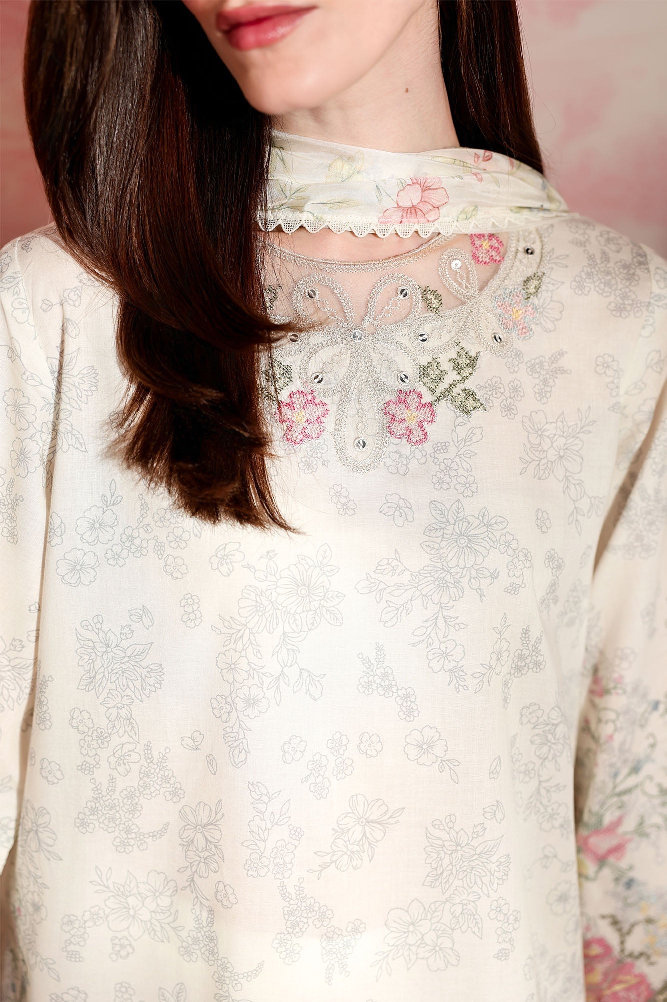 PETAL FORM-3PC PRINTED LAWN SUIT