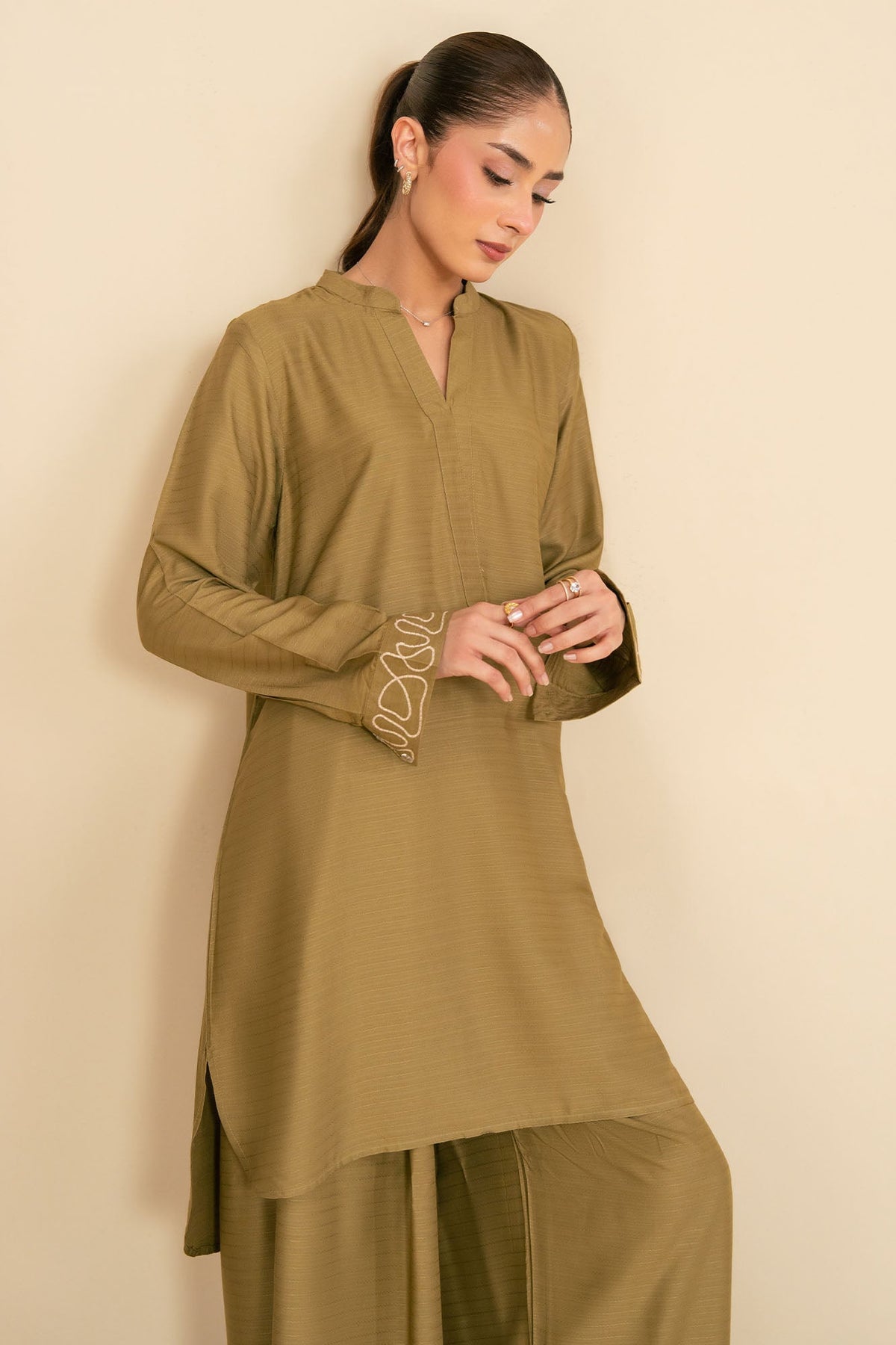DUSKY OLIVE-2PC (SHIRT & TROUSER)