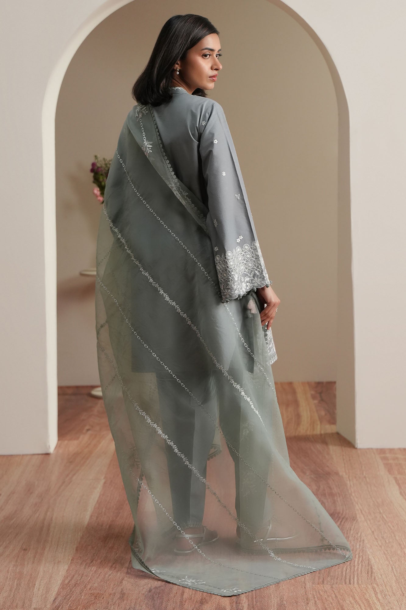 AQUA REVERIE-3PC EMBROIDERED LAWN SUIT
