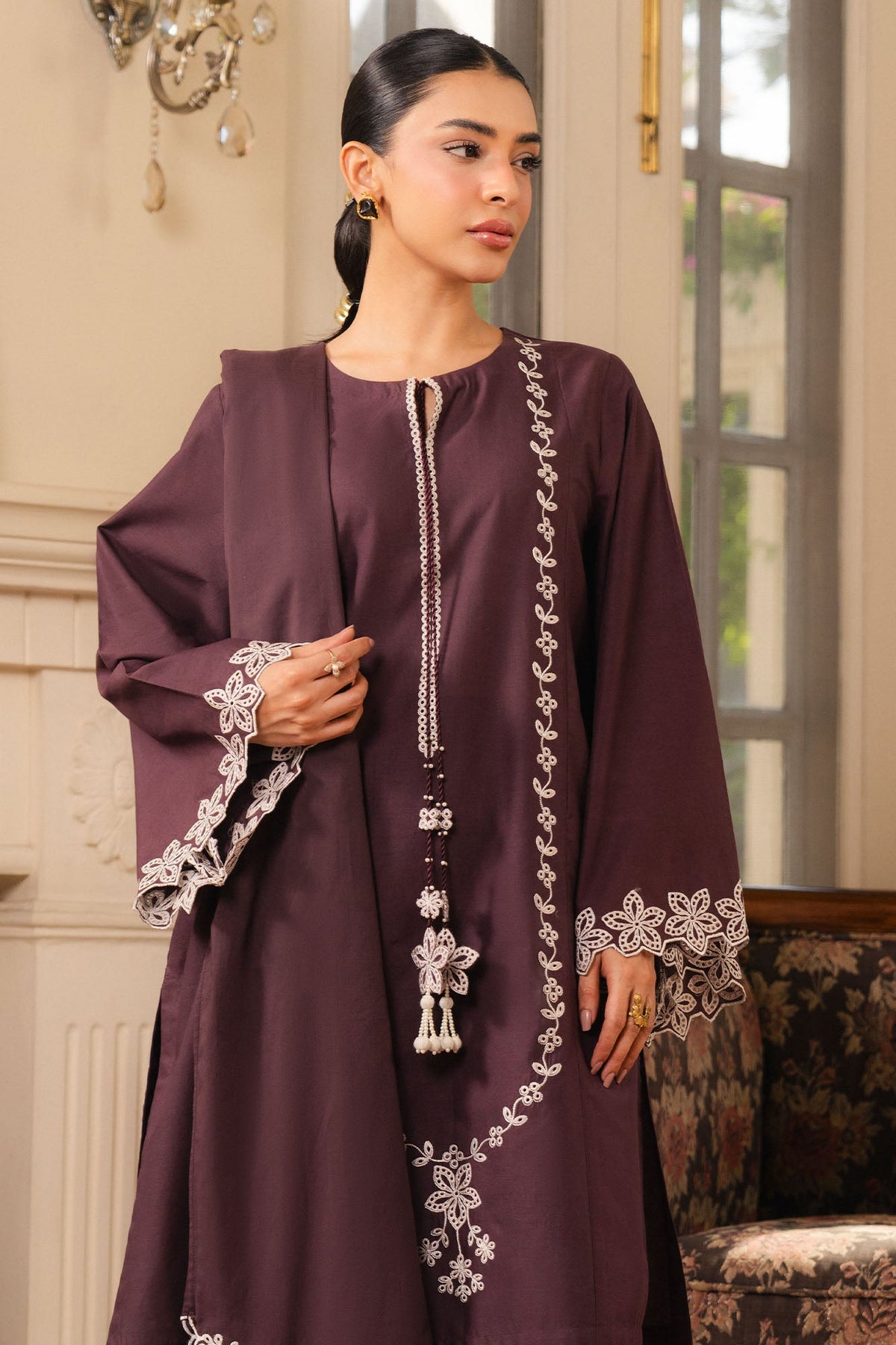ROYAL PRUNE-2PC (SHIRT & DUPATTA)