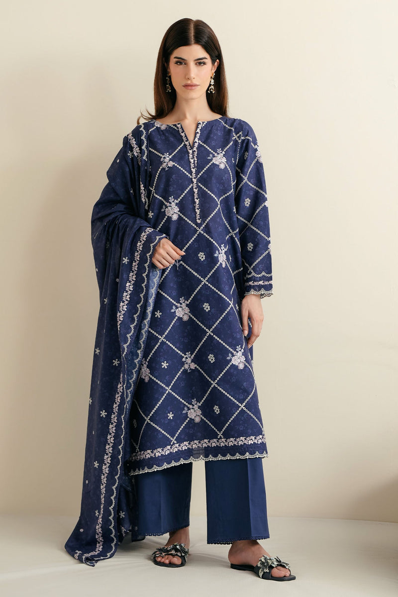 Midnight Iris-3Pc Embroidered Lawn Suit