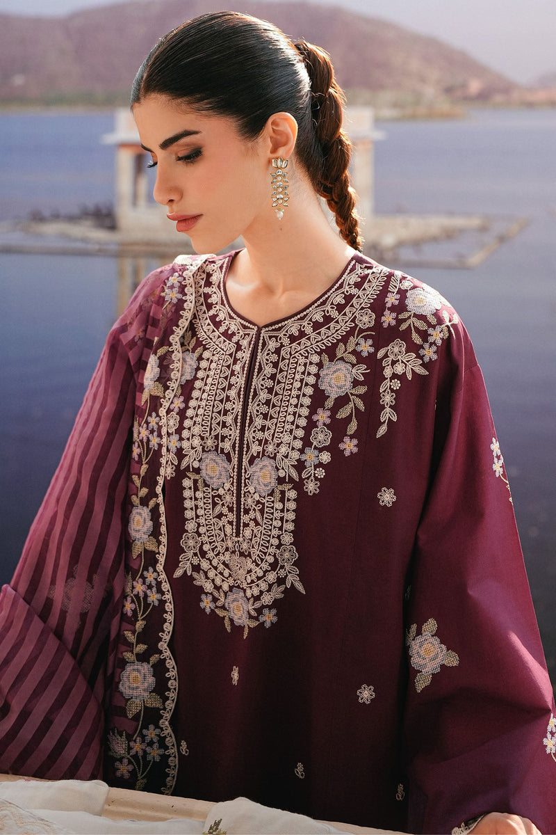 BERRY MIST-3PC EMBROIDERED LAWN SUIT