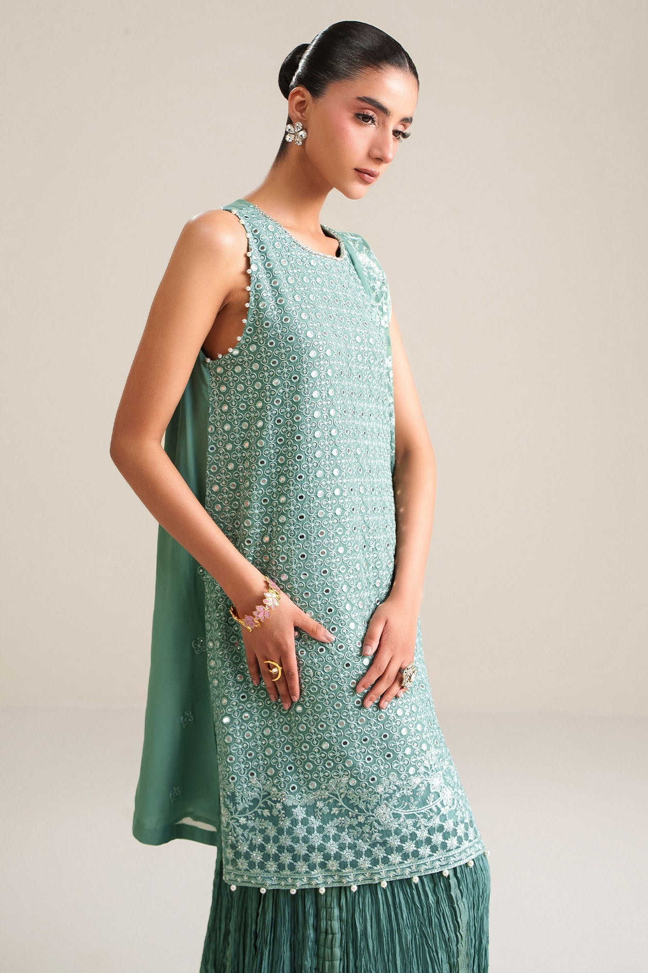 Ocean Elegance-4Pc Chiffon Embroidered Suit