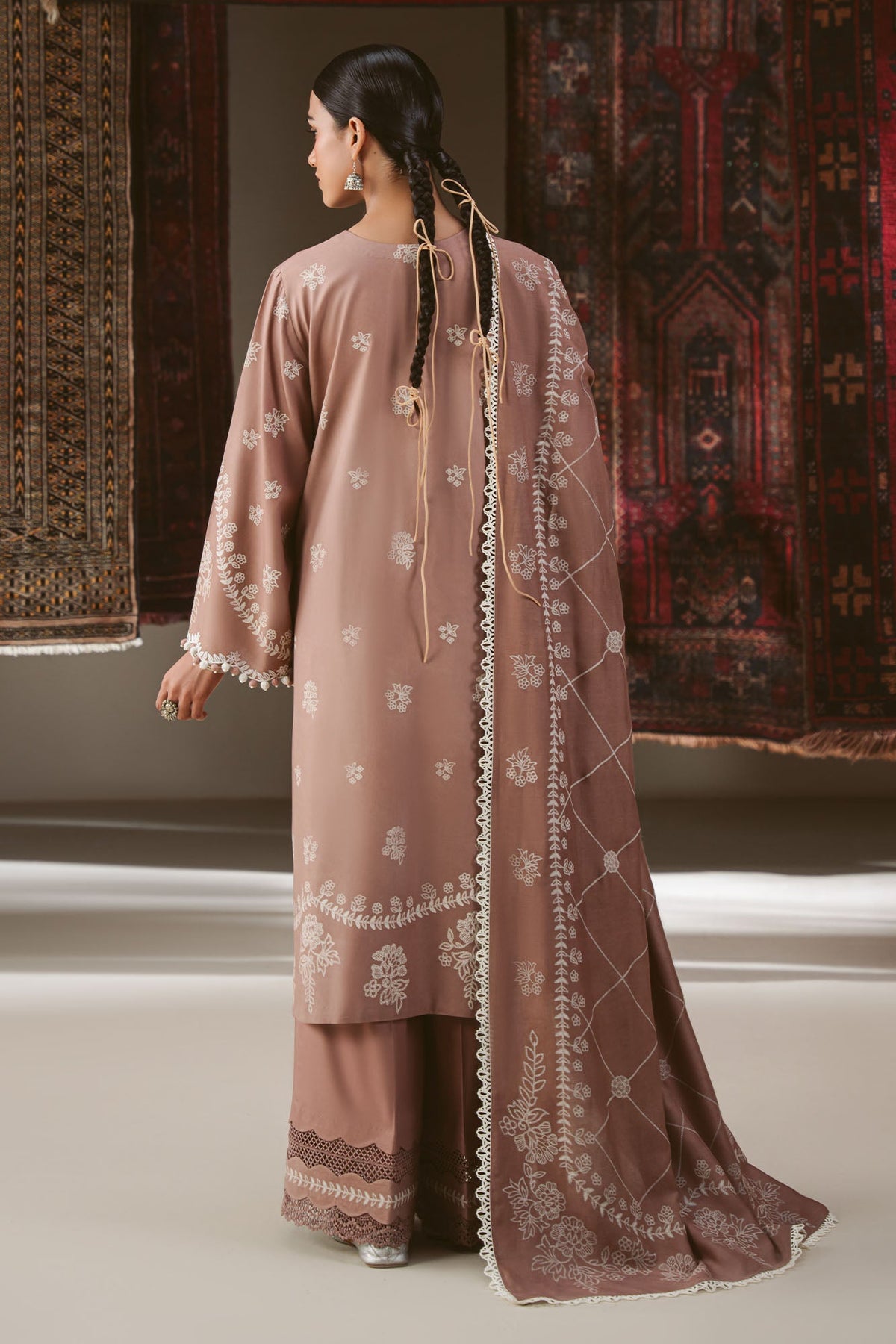 COCOA MUSK-3PC LINEN EMBROIDERED SUIT