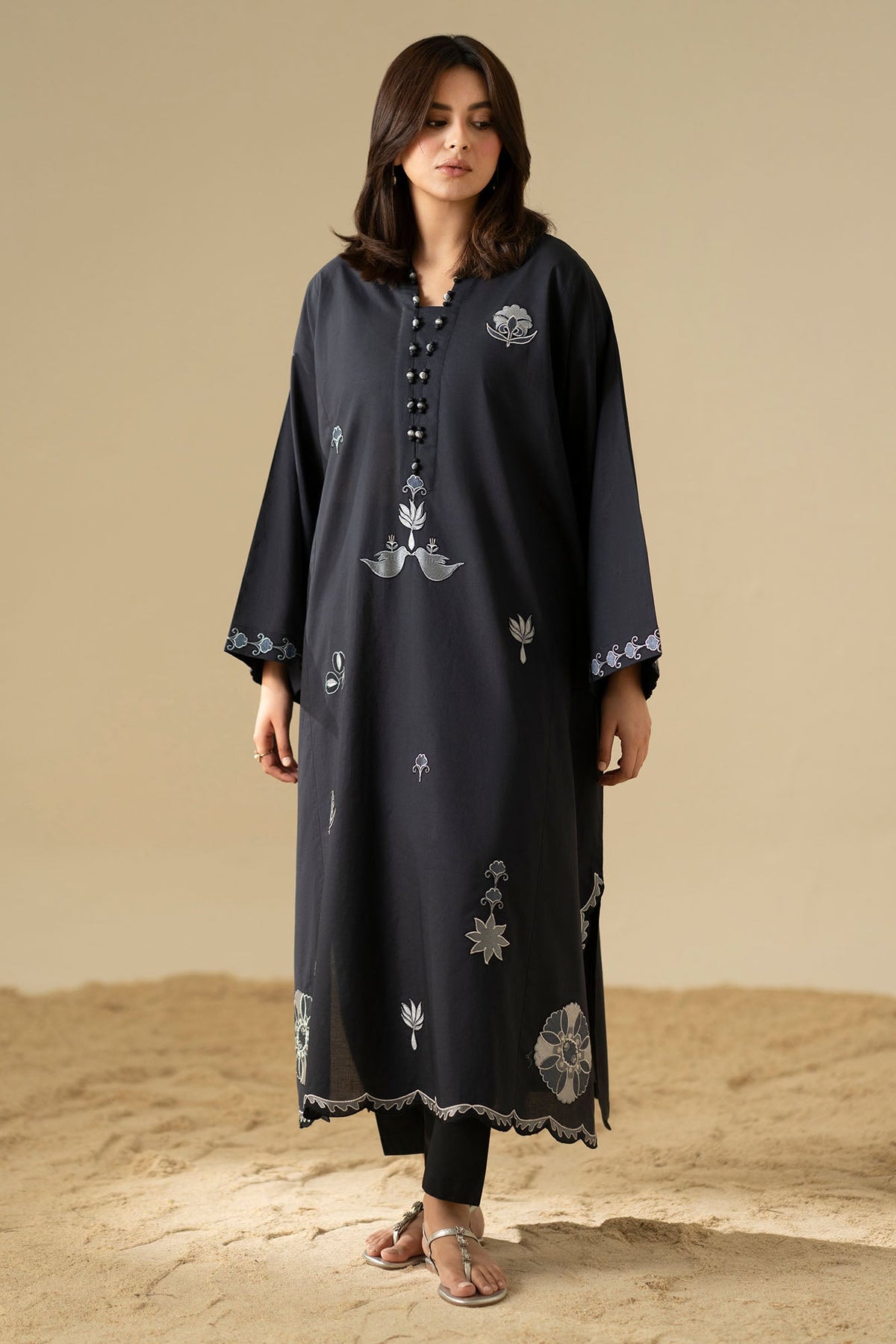NOIR SHADOW EMBROIDERED CAMBRIC SHIRT