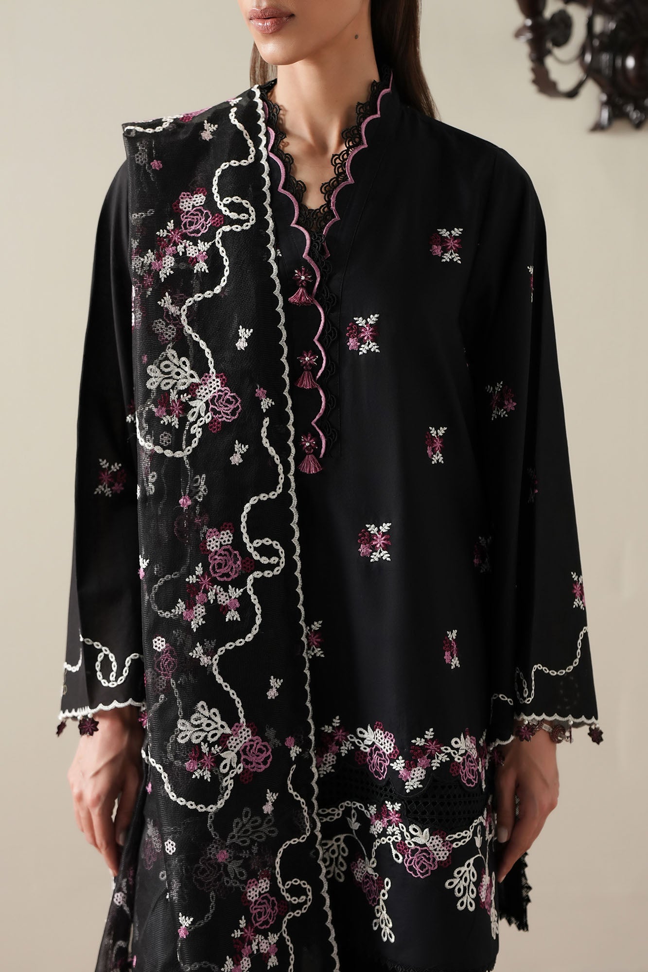 EBONY MIST-3PC EMBROIDERED SUIT