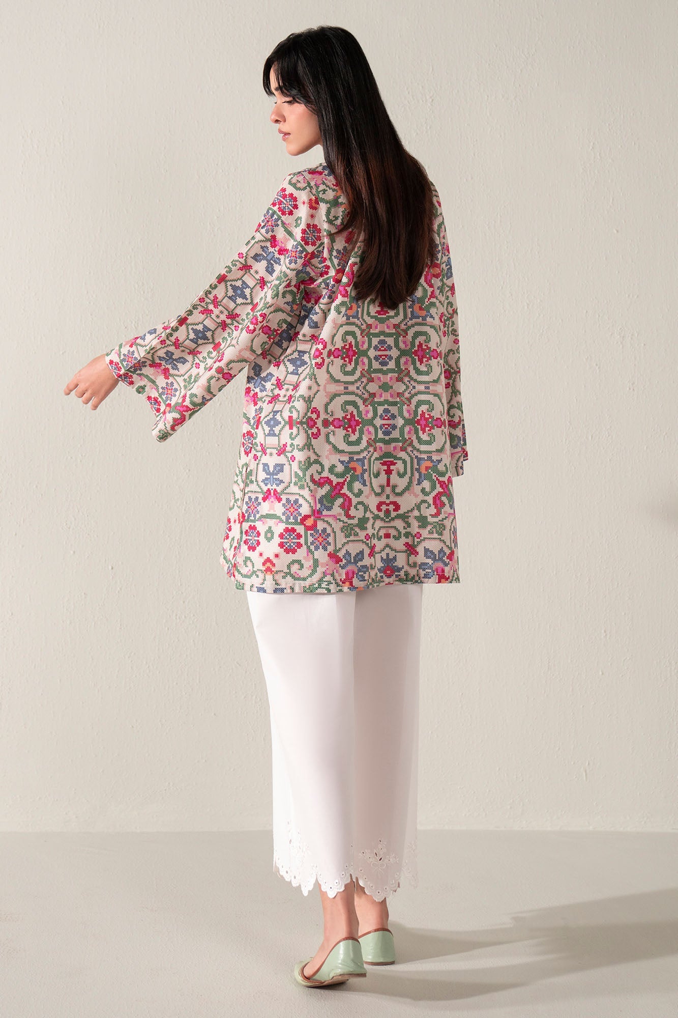CORAL BLOOM PRINTED LAWN SHIRT