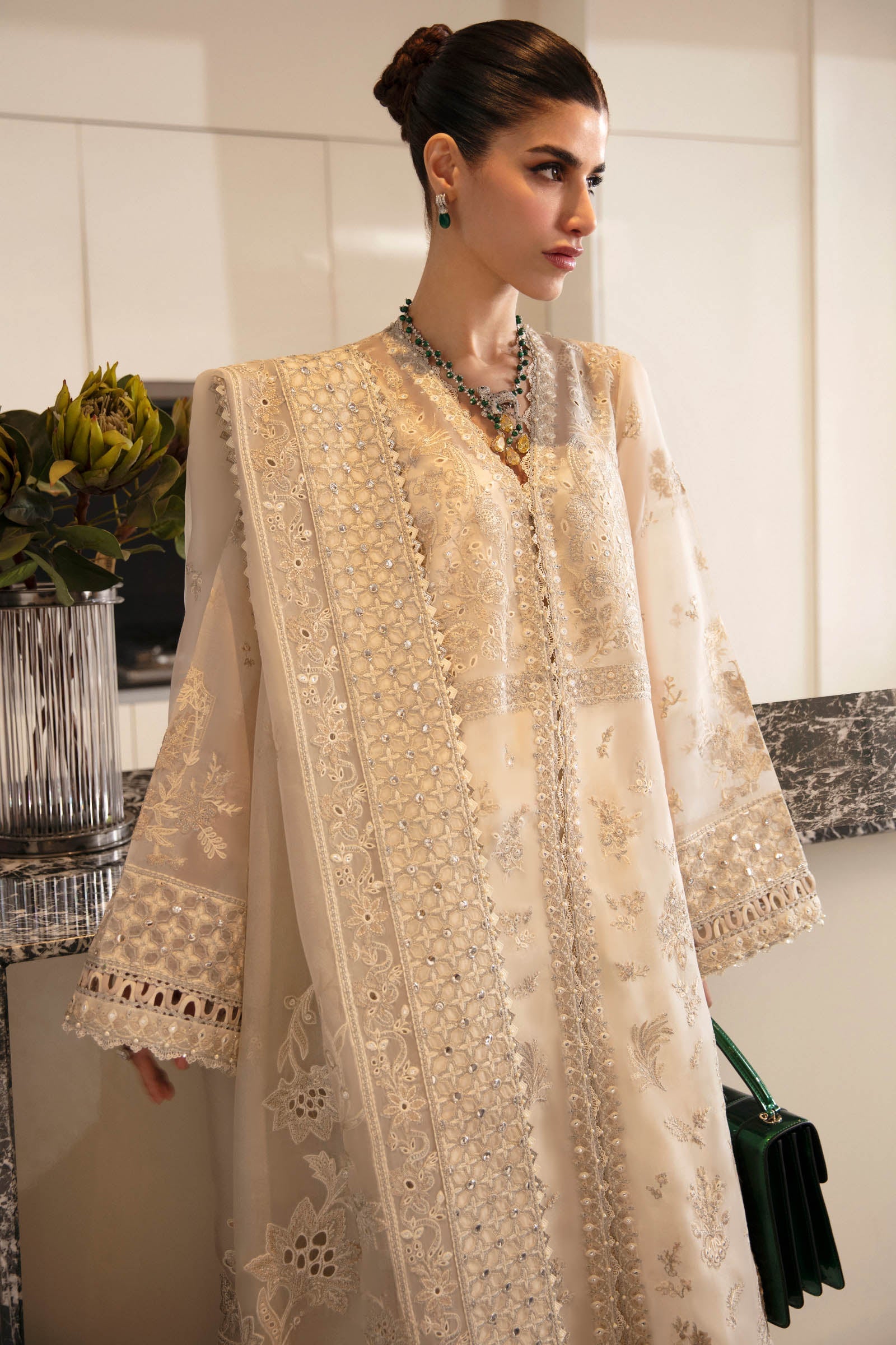 Embroidered Cotton Satin Shirt