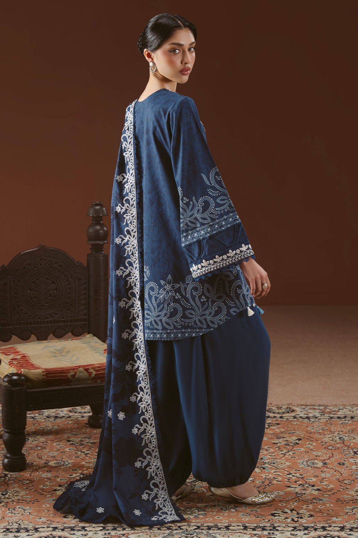 MISTED TEAL-3PC LINEN PRINTED SUIT