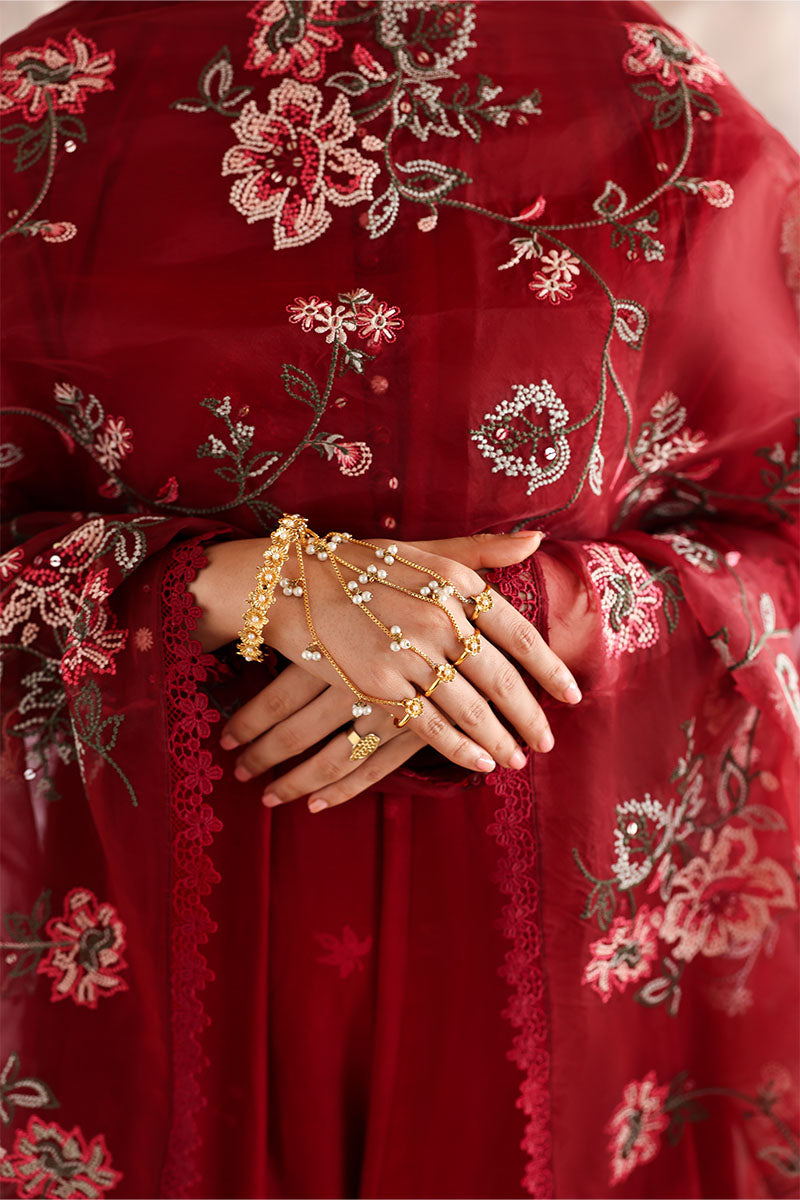 ROUGE FLARE-3PC EMBROIDERED LAWN SUIT