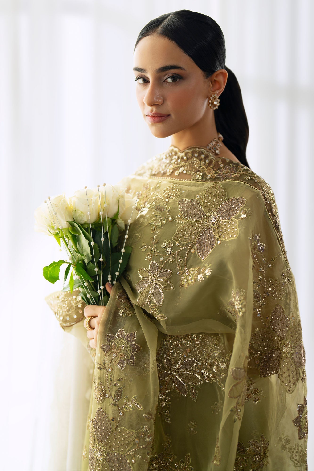 GOLDEN GROVE-3PC POLY ORGANZA EMBROIDERED PRET
