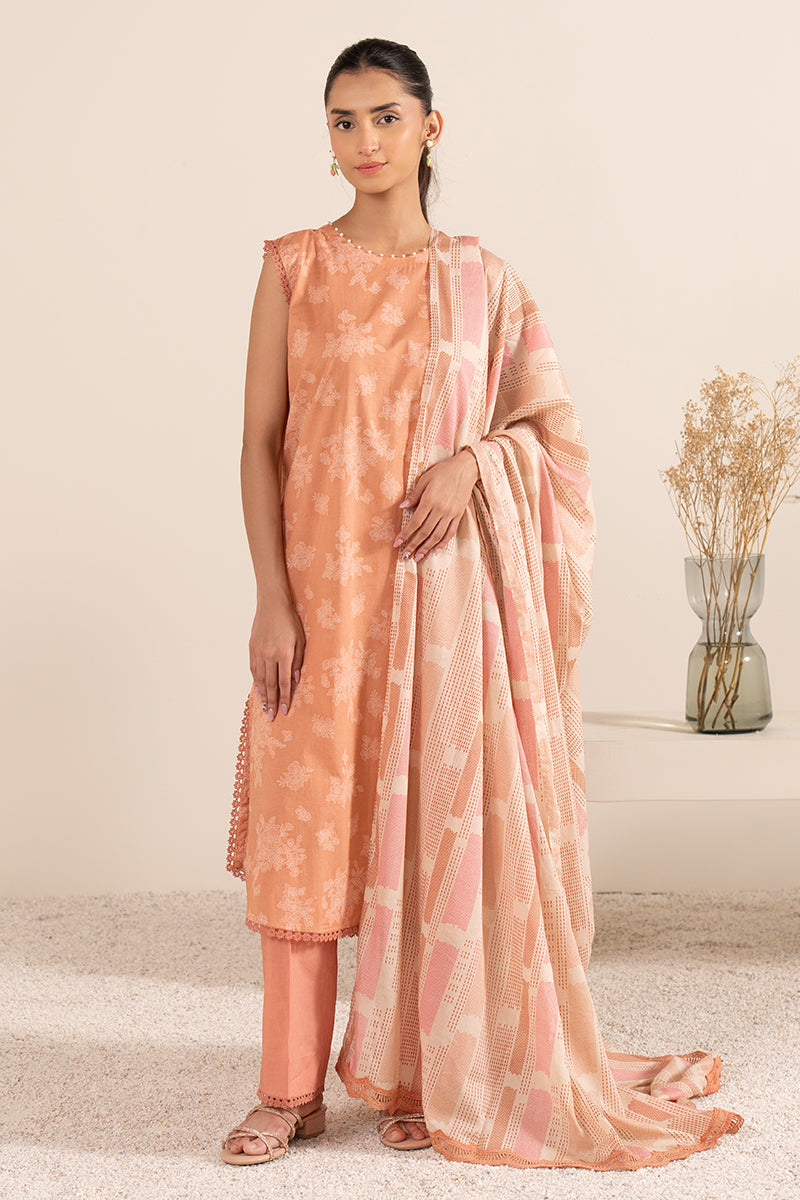 CORAL CRUSH-3PC PRINTED LAWN SUIT
