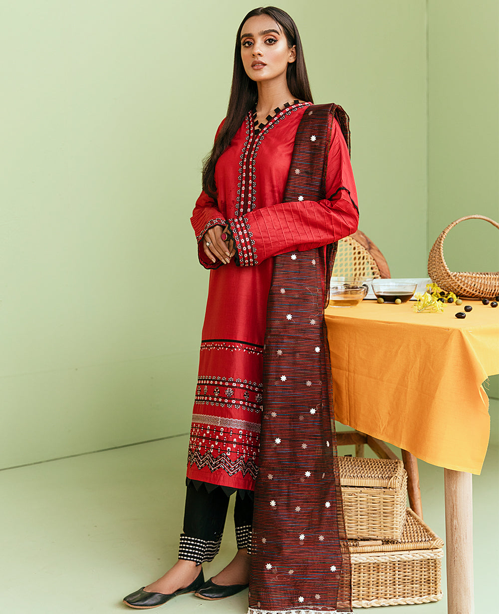 Plain Chiffon Dupatta with trimming