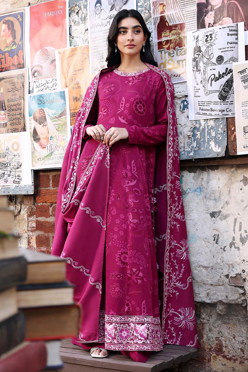 Fuchsia Thread-3Pc Marina Printed Suit
