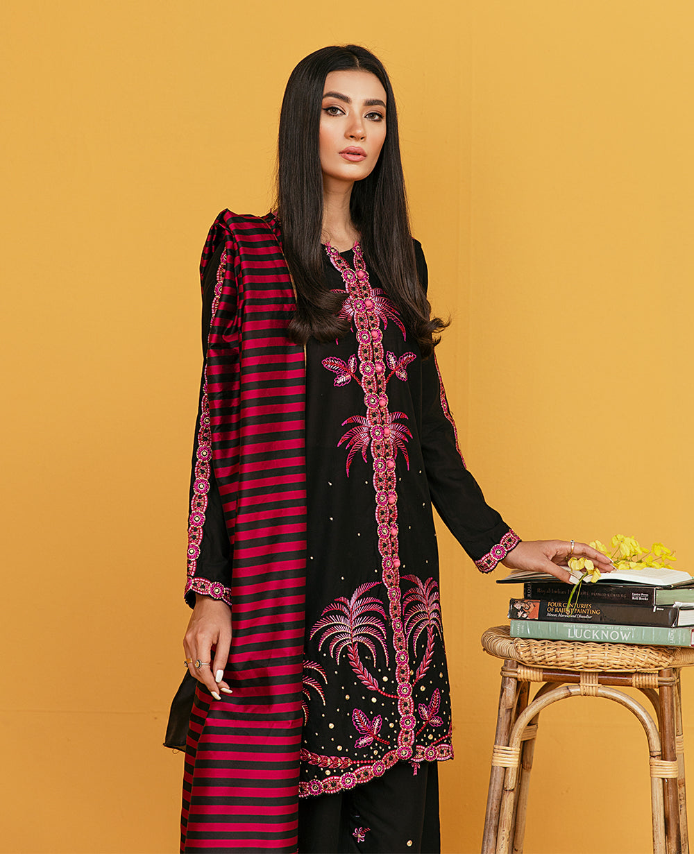 Embellished Silk Trousers  (As Shown)