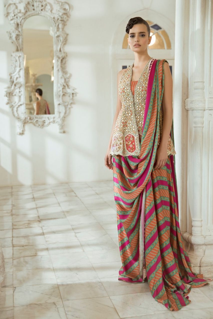 Charmeuse Printed Draped Sari