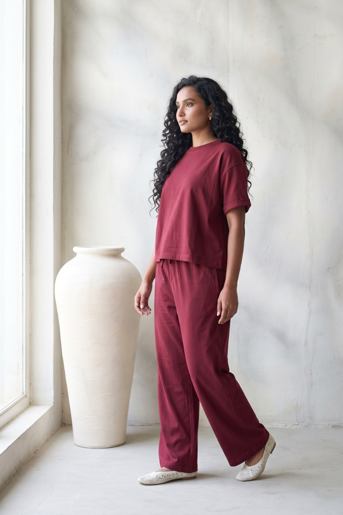 Maroon Jersey Co-ord Set