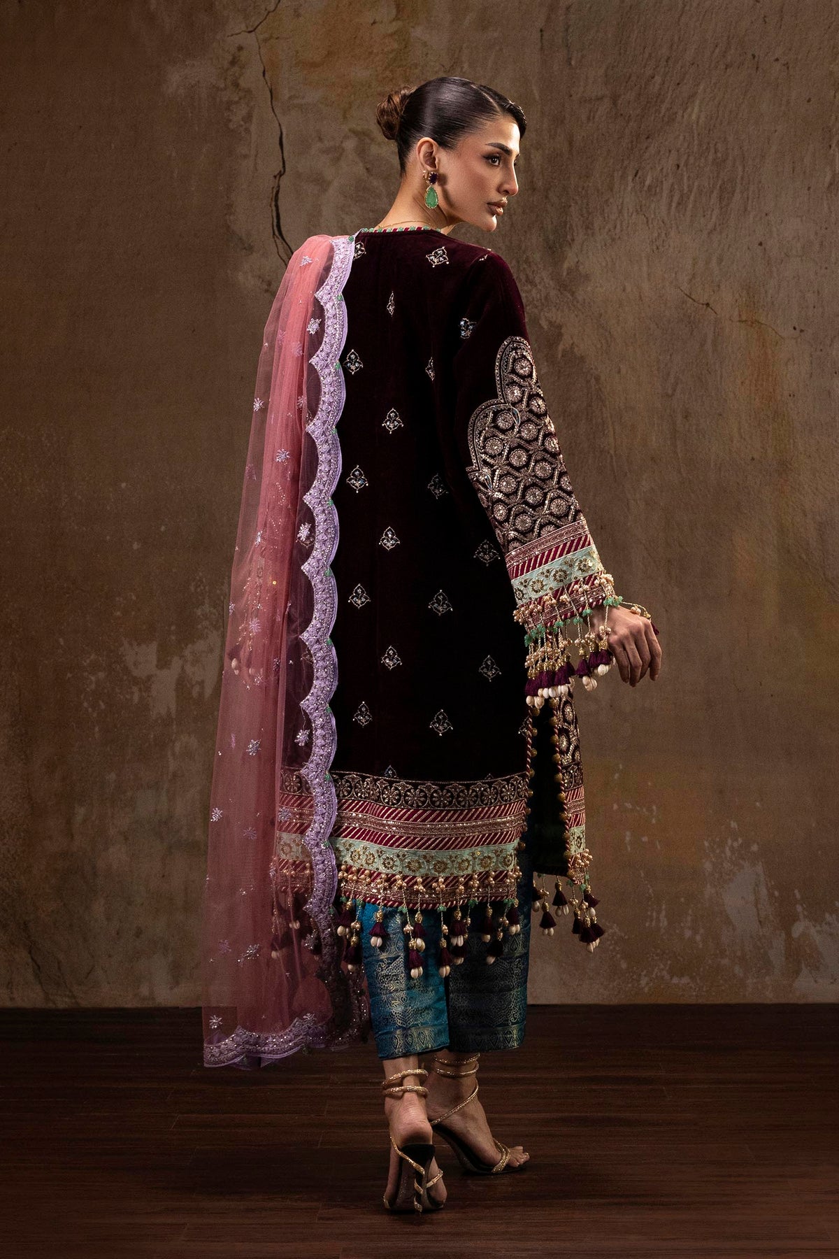 Unstitched Printed 3 Piece Velvet Suit